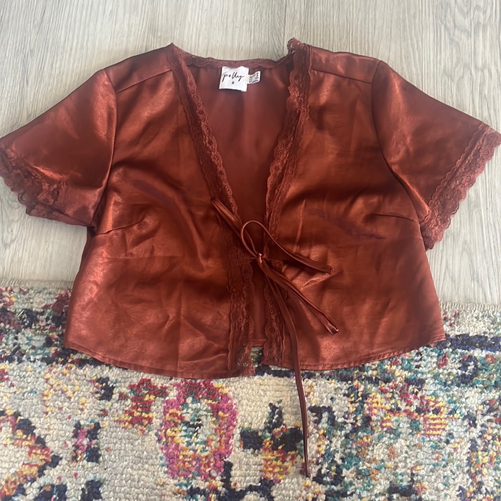 Brown Princess Polly Tie Top